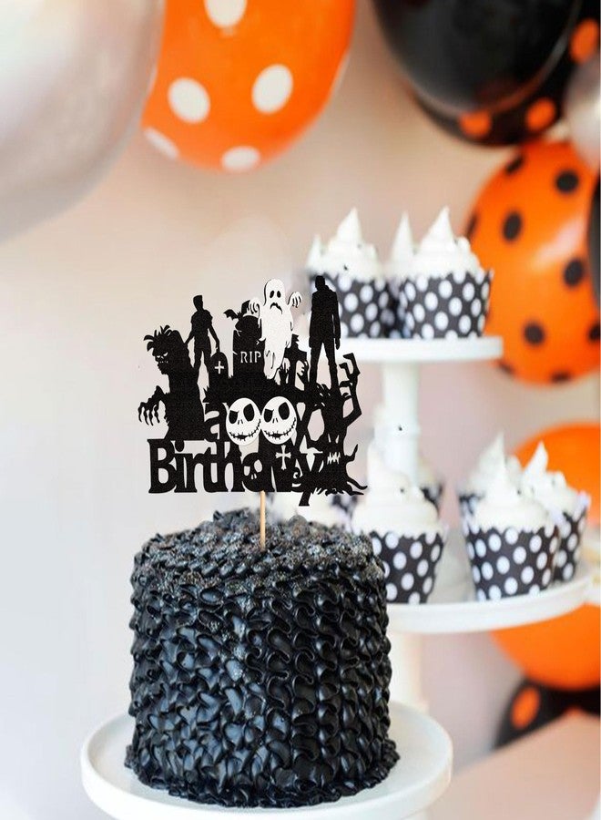 Ercadio 1 Pack Zombie Happy Birthday Cake Topper Assembled Glitter Zombies Cake Pick Decorations for Halloween Theme Birthday Baby Shower Party Supplies - Image 3